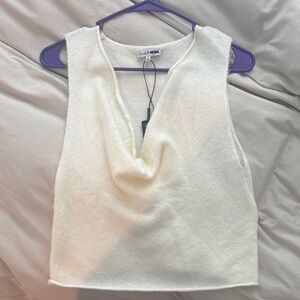 Fashion Nova Cream Drape Tank Top